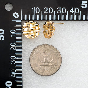 10pcs Round Weave Earring 14mm 18K Plated Brass Stud Components