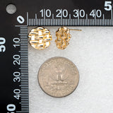 10pcs Round Weave Earring 14mm 18K Plated Brass Stud Components