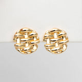 10pcs Round Weave Earring 14mm 18K Plated Brass Stud Components