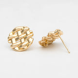10pcs Round Weave Earring 14mm 18K Plated Brass Stud Components