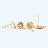 10pcs 18K Plated Brass Disc Ear Posts 10mm, Rustic Stud Earring Components