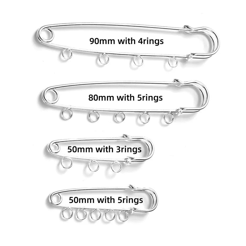 10pcs Safety Pins Brooch 50/80/90mm Blank Base Pin for DIY Jewelry Making