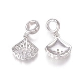Scallop Shell European Charms with Zirconia Pendants for Jewelry Making