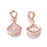 Scallop Shell European Charms with Zirconia Pendants for Jewelry Making