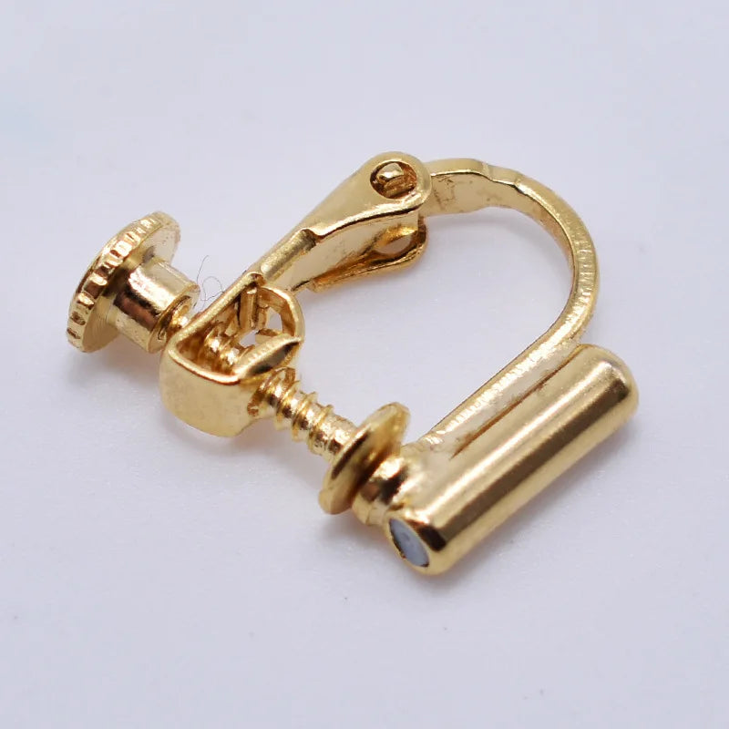 10pcs Screw Ear Clip Earring Settings Rotate Pads Base Blank Bezel