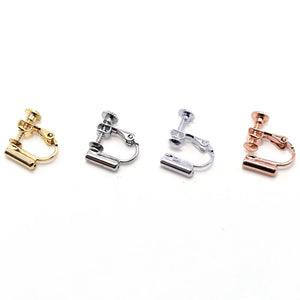 10pcs Screw Ear Clip Earring Settings Rotate Pads Base Blank Bezel