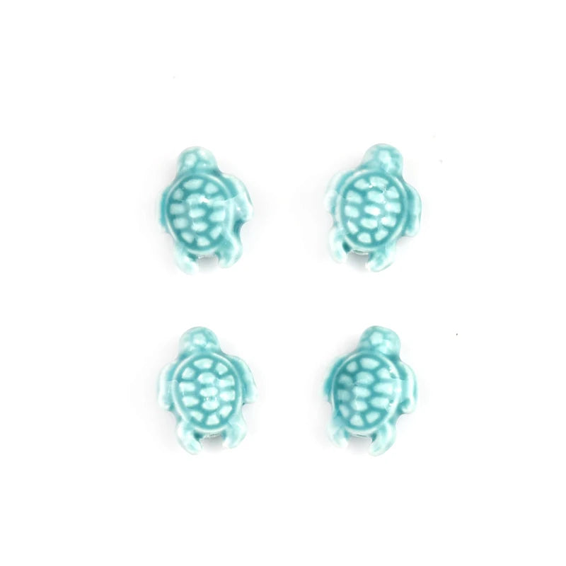 10pcs Sea Turtle Beads Ceramic Charm Large Stone Beads For Jewelry Making
