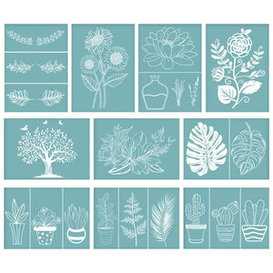 10pcs Plant Theme Screen Printing Stencils