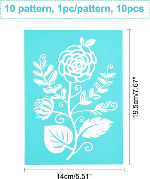 10pcs Plant Theme Screen Printing Stencils