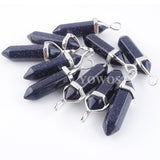 10pcs Semi-precious Stones Pendants Hexagonal Point Pendulum Column