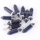 10pcs Semi-precious Stones Pendants Hexagonal Point Pendulum Column
