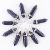 10pcs Semi-precious Stones Pendants Hexagonal Point Pendulum Column