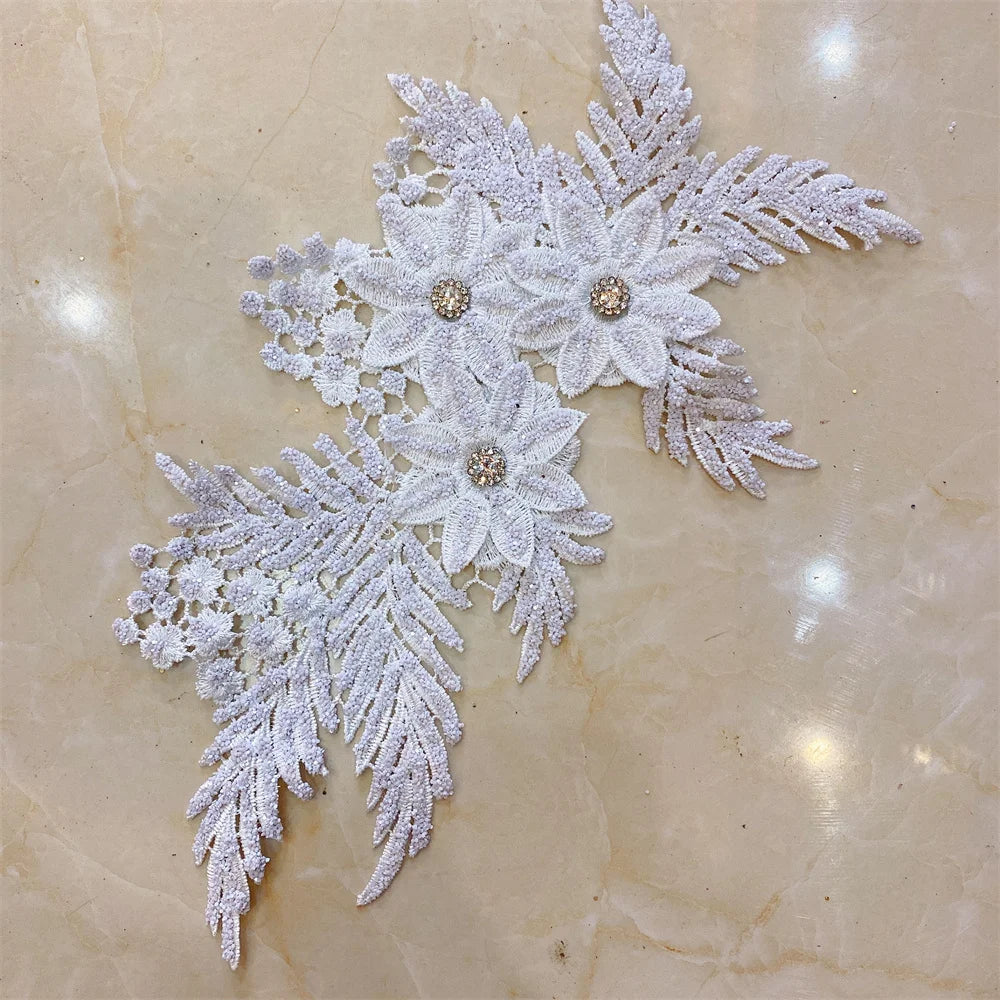 10pcs Multi-color Sequin Crystal Floral Embroidery Lace Applique