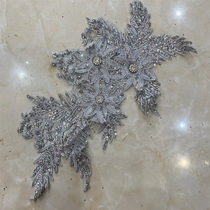 10pcs Multi-color Sequin Crystal Floral Embroidery Lace Applique