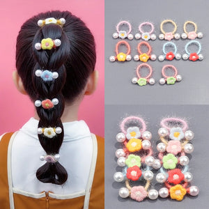 10pcs Girls Flower Rubber Bands Elastic Headband Tiara
