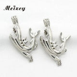 10pcs Shark Pearl Cage Stainless Steel Tone Aroma Necklace Pendants
