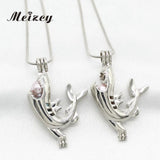 10pcs Shark Pearl Cage Stainless Steel Tone Aroma Necklace Pendants