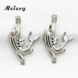 10pcs Shark Pearl Cage Stainless Steel Tone Aroma Necklace Pendants