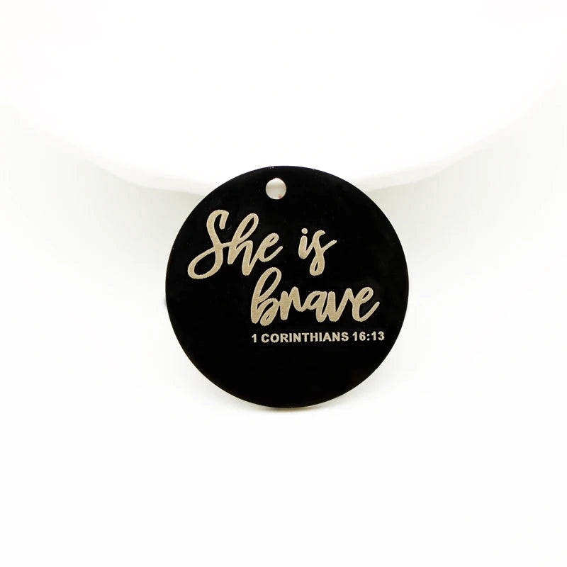 10pcs Stainless Steel She Is Brave Charm Pendant