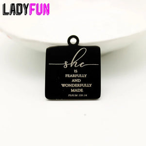 10pcs Fearfully & Wonderfully Charm Stainless Steel Pendant