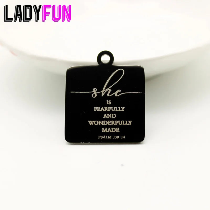 10pcs Fearfully & Wonderfully Charm Stainless Steel Pendant