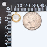 10pcs 14x11mm Shell Paved Round Charms, 18K Plated Brass Disk Pendants