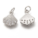 10pcs Shell Shape Brass Pendants with CZ Charms 12x10x2mm