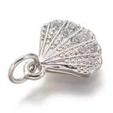 10pcs Shell Shape Brass Pendants with CZ Charms 12x10x2mm