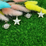 10pcs Rhinestone Planet Stars Charms Pendant DIY Jewelry Making