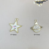 10pcs Rhinestone Planet Stars Charms Pendant DIY Jewelry Making