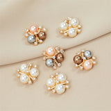 10pcs Pearl Flower Rhinestone Buttons Zircon Floral Decorative DIY Craft