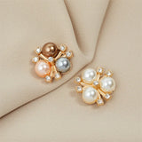 10pcs Pearl Flower Rhinestone Buttons Zircon Floral Decorative DIY Craft
