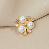 10pcs Pearl Flower Rhinestone Buttons Zircon Floral Decorative DIY Craft