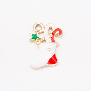 10pcs Shoes Christmas Charms Enamel Pendant Earrings DIY Material