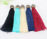 10pcs Mix Tassel Pendant Charms, Crystal Caps Tassels For Jewelry Making