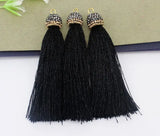 10pcs Mix Tassel Pendant Charms, Crystal Caps Tassels For Jewelry Making