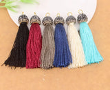 10pcs Mix Color Silk Tassels with Pave Crystal Caps for Jewelry Making