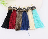 10pcs Mix Color Silk Tassels with Pave Crystal Caps for Jewelry Making