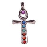 10pcs Silver Chakra Stones Pearl Cage Locket Pendant Charms