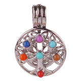 10pcs Silver Chakra Stones Pearl Cage Locket Pendant Charms