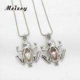 10pcs Silver Frog Oyster Pearl Cage Pendant Jewelry Making