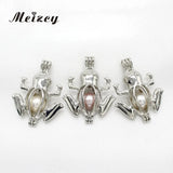 10pcs Silver Frog Oyster Pearl Cage Pendant Jewelry Making