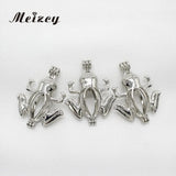 10pcs Silver Frog Oyster Pearl Cage Pendant Jewelry Making