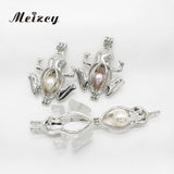 10pcs Silver Frog Oyster Pearl Cage Pendant Jewelry Making