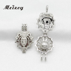 10pcs Silver Insect Spider Pearl Cage Essential Oil Diffuser Necklace Charms