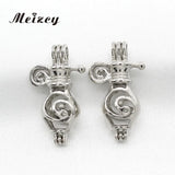 10pcs Silver Pearl Cage Pendant for Aroma Necklace Making