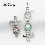 10pcs Silver Pearl Cage Pendant for Aroma Necklace Making