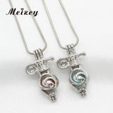 10pcs Silver Pearl Cage Pendant for Aroma Necklace Making