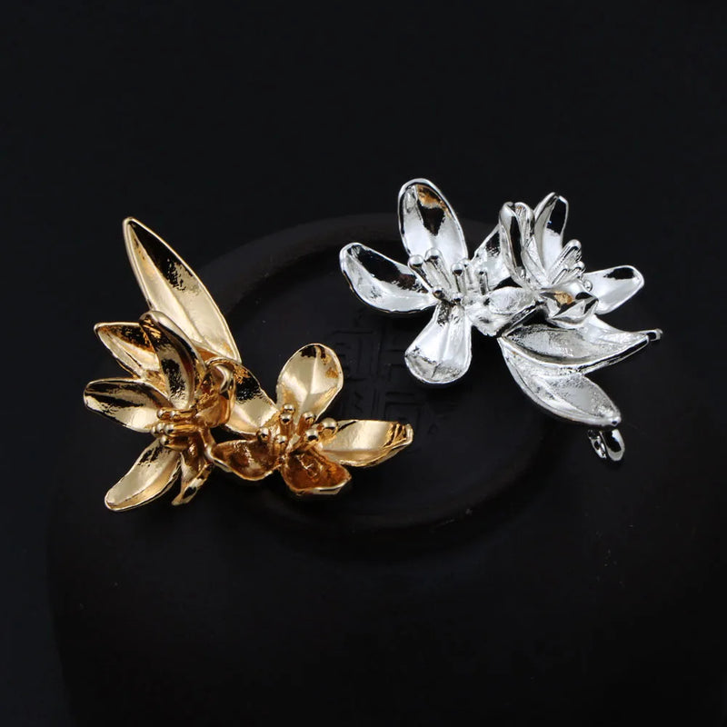 10pcs Silver Plated Tree Leaf Branch Flowers Charms DIY Jewelry Accessories