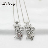 10pcs Silver Cat Pearl Cage Locket Pendant for Essential Oil Necklace